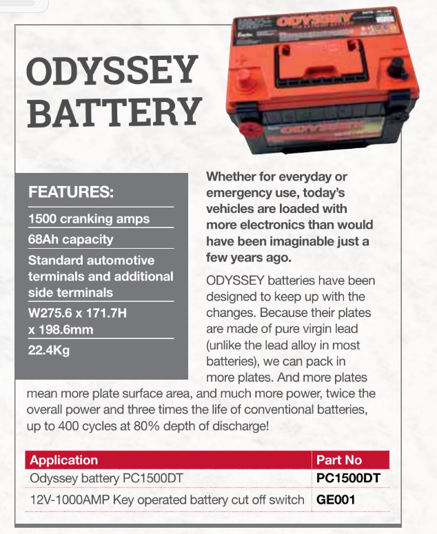 PC1500DT ODYSSEY PC1500DT BATTERY