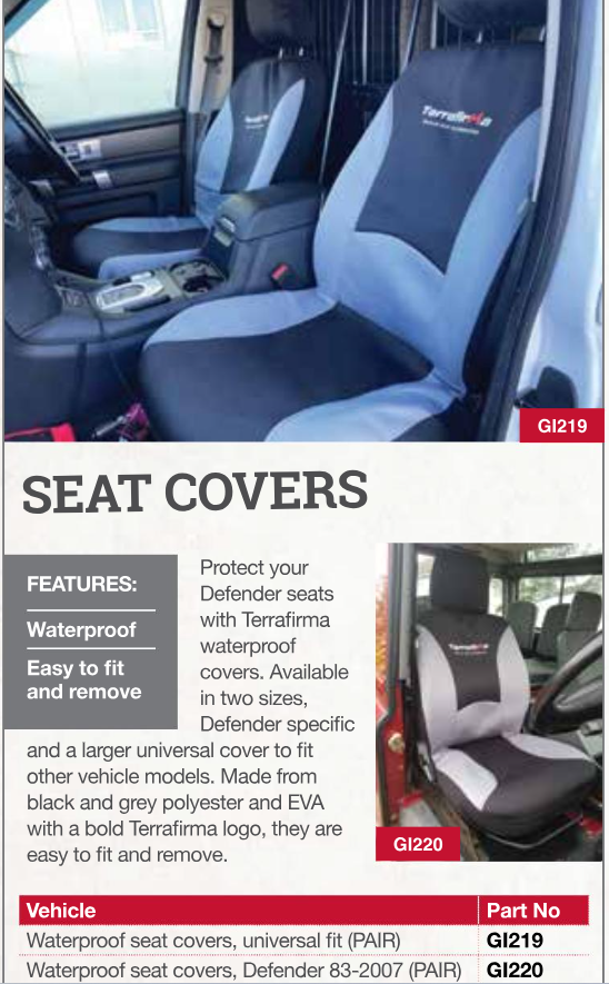 GI219 TERRAFIRMA WATERPROOF FRONT SEAT COVERS PAIR - BLACK/GREY ALL SUV