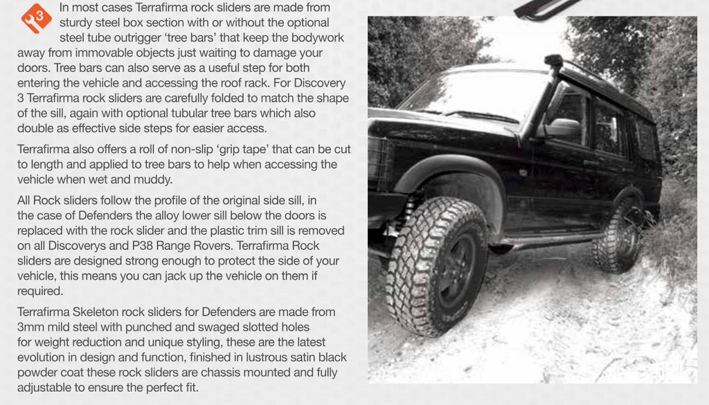 TF818HD TERRAFIRMA HEAVY DUTY ROCK SLIDERS - WITH TREE BARS D3/D4