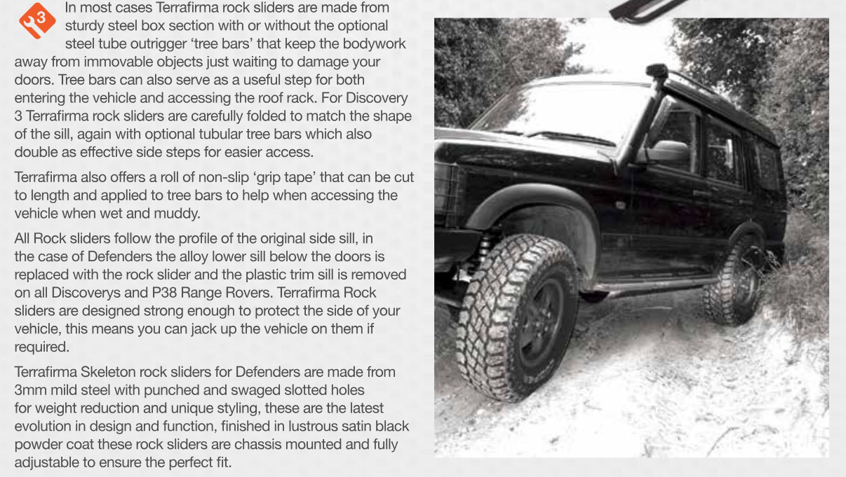 TF801 TERRAFIRMA ROCK SLIDERS WITH TREE BARS DEFENDER 90