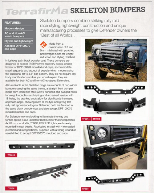 TF0011 TERRAFIRMA SKELETON CRANKED FRONT BUMPER - DEFENDER