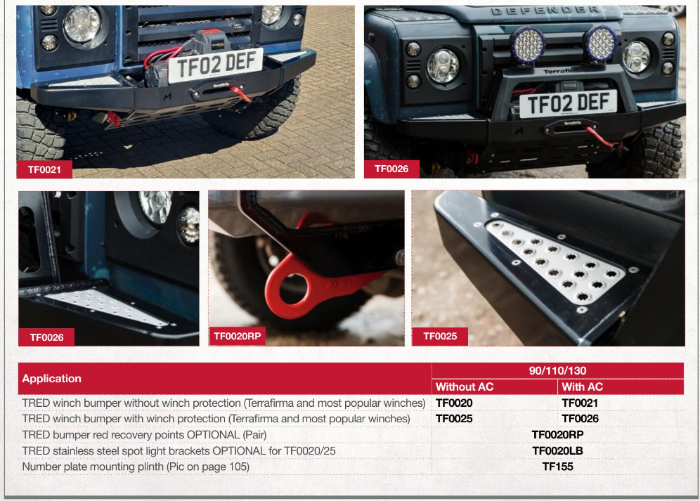 TF0020 TERRAFIRMA TRED WINCH BUMPER FOR DEFENDERS WITHOUT AIRCON