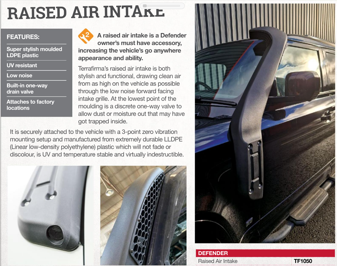 TF1050 TERRAFIRMA RAISED AIR INTAKE 2020-DEFENDER