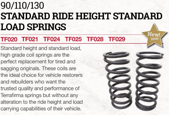 TF028 TERRAFIRMA STD HEIGHT FRONT COIL SPRINGS DISCO 2 PAIR
