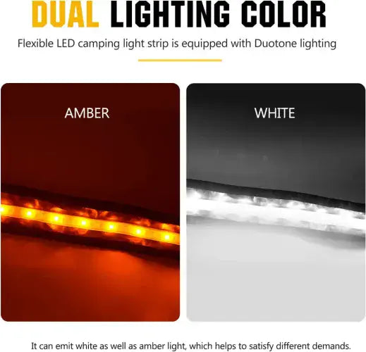 WDA002 Awning 12V Dimmable LED Camping Light Roll-up Flexible Strips Amber And White