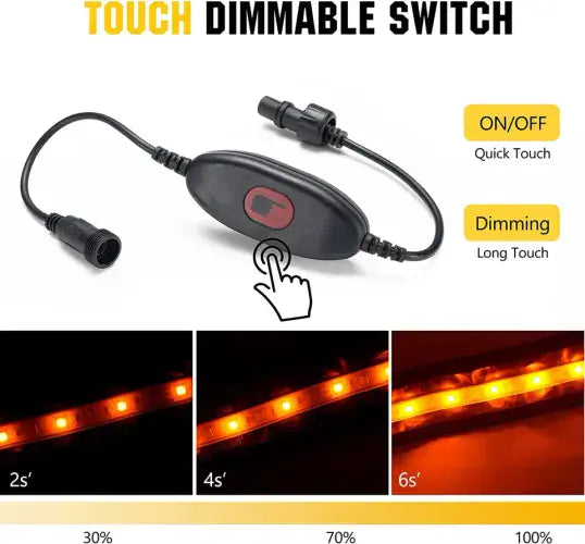 WDA002 Awning 12V Dimmable LED Camping Light Roll-up Flexible Strips Amber And White